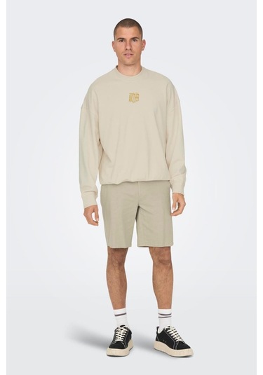 Onsmark 0011 Cotton Lınen Shorts Noos Bej Cok Renklı