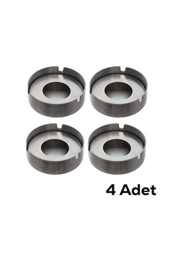 Porsima 4'lü Etn-016 Paslanmaz Çelik Metal Kül Tablası Küllük