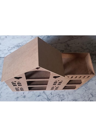 Hobi Adn Oyuncak Ev 3 Katlı Windows Penceri Model Ahşap Mdf Ham El Yapım