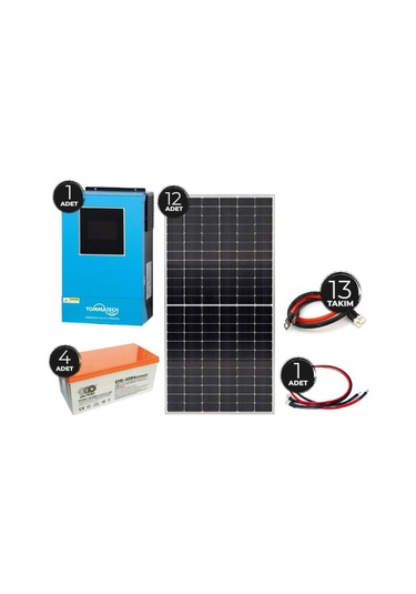 Güneş Enerjisi Solar Paketi 5.6kVA İnverter 550W Güneş Paneli 200Ah Jel Akü