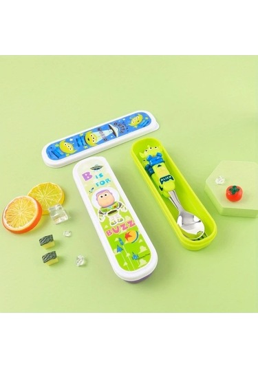 Fastbuy 3 Adet Buzz Lightyear Paslanmaz Çelik Çatal Seti, Yabancı Uzay Temalı Kamp Piknik İçin Dayanıklı Hediye Ahşap Çatalla Ahşap