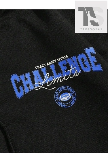 Tarzsokak Challange Sweatshirt Fermuarlı Hırka Siyah Siyah