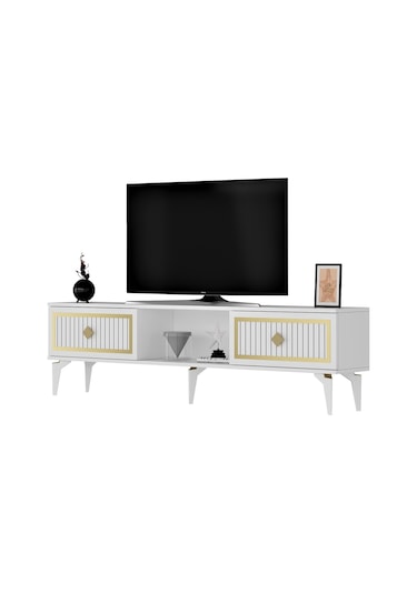 150 CM NİL TV SEHPASI (ALT MODÜL) BEYAZ-ALTIN
