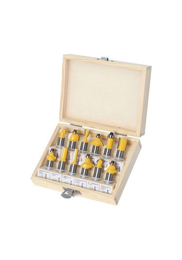 Metal 12pcs 1/2 İnç Yönlendirici Bit Seti Kesme Freze Kesici Ağaç İşleme Karbür Bit Kesme Ahşap Kısır Uzunluk: 12 Pcs 12.7 Shank