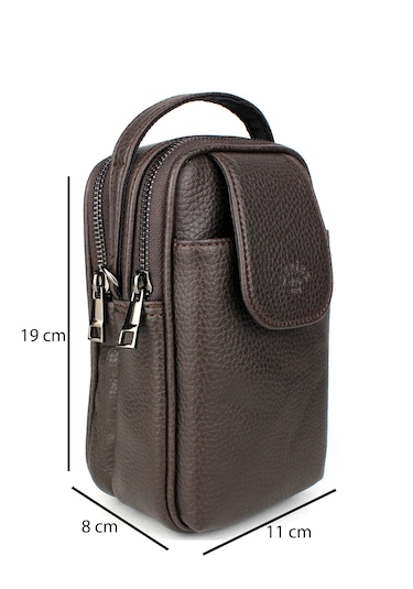 Erkek Kapaklı Çok Bölmeli El Ve Omuz Çantası Kahverengi