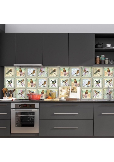 Simülasyon Damga Çiçekler Kuşlar Kristal Sert Fayans Duvar Sticker Mutfak Dolap Ev Dekor Sanatsal Fresk Peel Sopa Duvar Çıkartmaları 20cmx20cmx10pcs Diğer