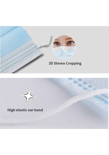 Vkemall 50 Adet Tek Kullanımlık Mavi Maske - 3 Katlı Tekstil, Toz Ve Toz Partiküllerine Koruma, Nemlendirici Ve Konforlu Kulaklı
