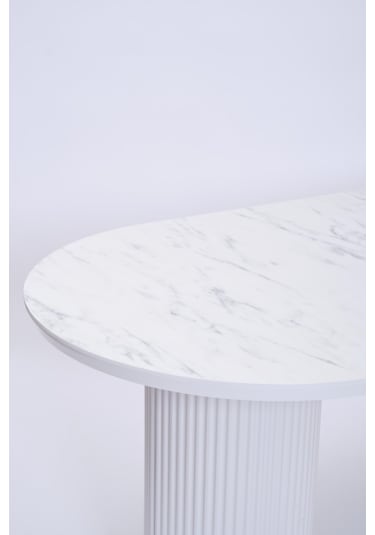 Bohem Boyalı Highgloss Mdf Yemek Masası 90 170 Beyaz Mermer