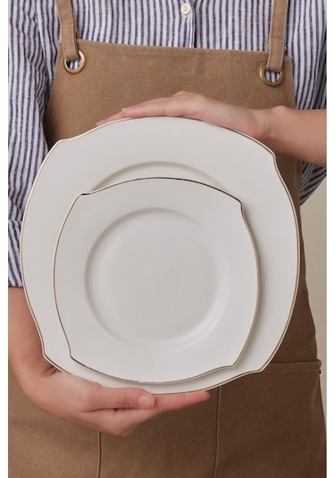 Karaca  Square Bone Beyaz Altın 53 Parça 12 Kişilik Yemek Takımı