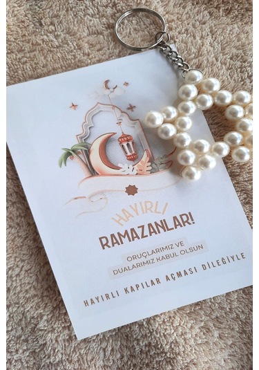 Hayırlı Ramazanlar -10 Adet İnci Yıldız Anahtarlık - Ramazan