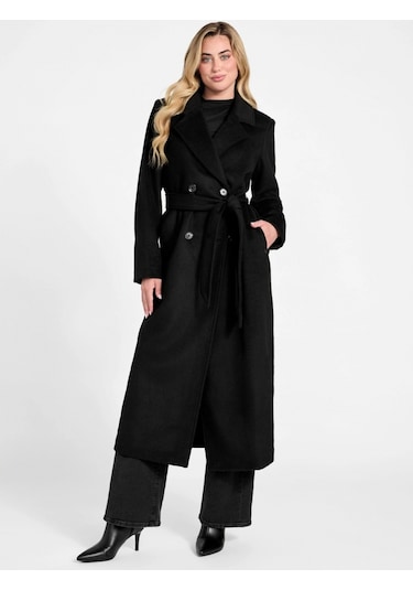 Guess Lorenza Kadın Siyah Yün Karışımlı Kaban W5bl21wgvr2-jblk Siyah