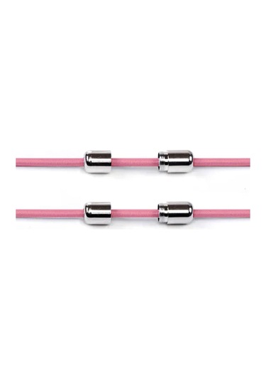 Ayarlanabilir 1 Çift Pembe Vidalı Kapsül Uçlu Yuvarlak Lastik Pratik Bağcık Pembe