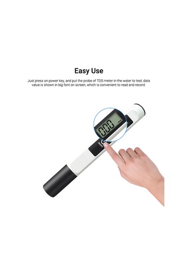 Kosona Beyaz Dijital Tds Su Test Cihazı - 0-9990 Ppm Aralığı, Hassas Prob, Doğruluk 2%, Pil Yok Tds-m3 Beyaz