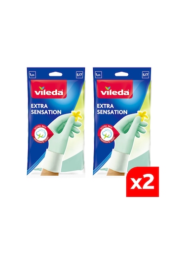 Vileda Extra Sensation Temizlik Eldiveni No 6,5-7 Küçük Boy 2'li