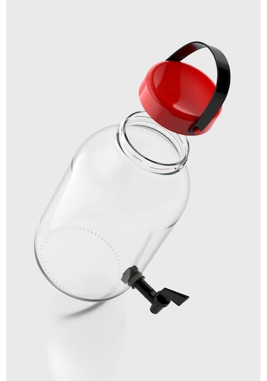 Renga Macro 5000 Ml Kırmızı Kapaklı Musluklu Cam Kavanoz 131002 Kırmızı