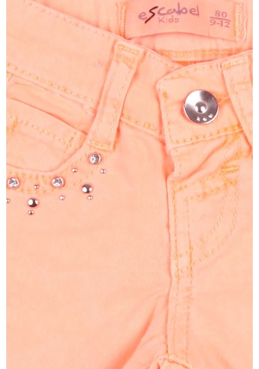 Breeze Kız Çocuk Şort Cebi Taş Aksesuarlı 1-4 Yaş, Turuncu Çok Renkli