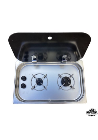 2 Gözlü Cam Kapaklı Ocak 53 X 32.5 X 10 Cm Üniversal Yatek Karava