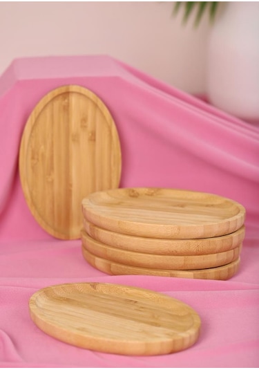Bambum 6'lı Oval Servis Tabağı Seti Kahvaltı Ve Sunum Tabakları Bambu