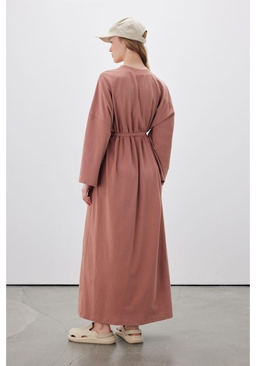 Manuka Oversıze Uzun Rahat Elbise Gül Kurusu Gülkurusu