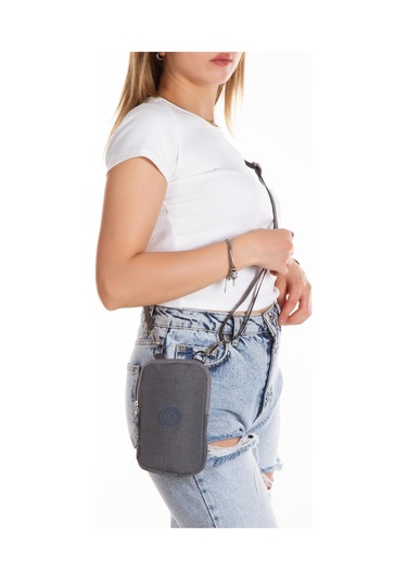 Newish Polo Suya Dayanıklı Krinkıl Kumaş Gri Kadın Çapraz Omuz Ve Bel Çantası - Kadın Gri