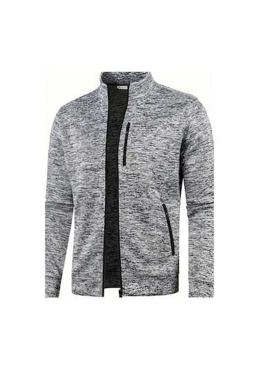 Ghassy Co. Erkek Kırçıllı Yüzey Hafif Rüzgar Geçirmez Tam Fermuarlı Polar Ceket Koyu Gri