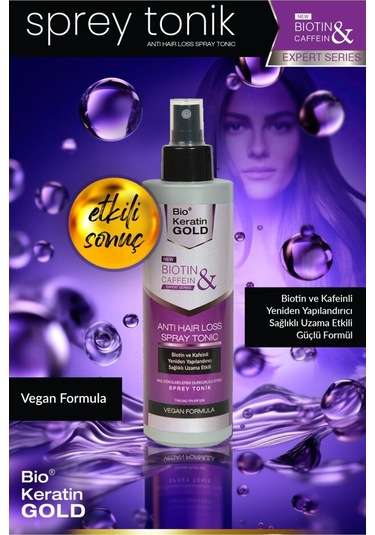 Bio Keratin Gold Biotin & Kafein Dökülme Karşıtı Tonik 200 ML