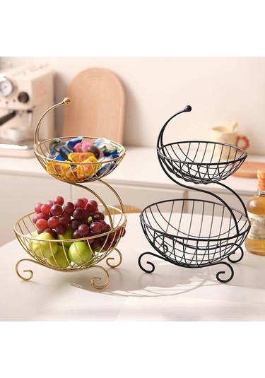 Tongxida Çelik Meyve Kasesi Depolama Standı - Siyah Mutfak Asil Asil Siyah