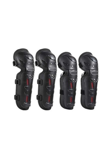 My Topped Koruyucu Motosiklet Dirseklikler & Dizlikler Siyah 4'lü Set Siyah
