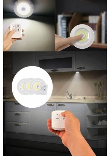Hazar Led Hitfoni Uzaktan Kumandalı Yapışkanlı Kablosuz Pilli 3'lü Spot