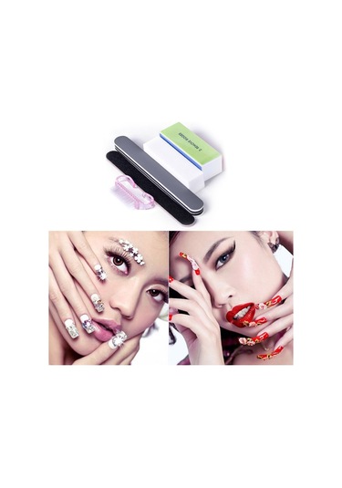 Samdoo 5'li Tırnak Aracı Seti: Çift Taraflı File, Tampon Blok, Sponge File, Fırça Ve Beyaz File İle Tırnak Polishing, Tasarım Ve Temizlik