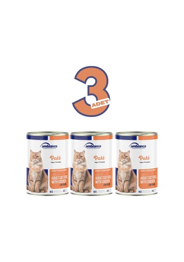 Ambiance 3 Adet Yetişkin Kediler Için Tavuklu Yaş Mama 400 Gr
