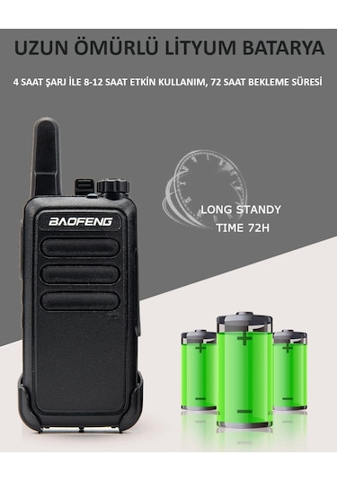 Valkyrie Baofeng BF-R5 Çift Kulaklık 2li Set Lisanssız Şarjlı 16 Kanal Vox Telsiz Seti 2 Adet