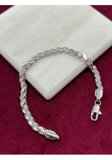 Yaprak Şekilli Parlak Silver Bileklik Gold