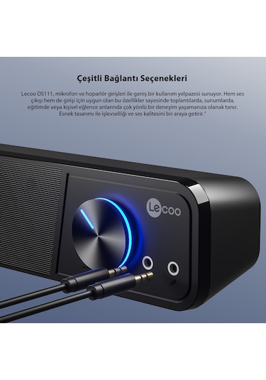 Lecoo DS111 Kablolu (USB + 3.5mm Jack Girişli) 6W Soundbar Hoparlör