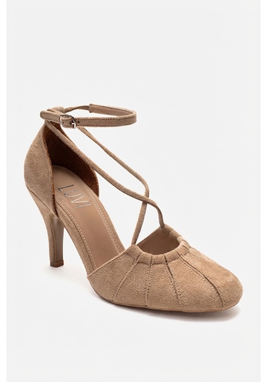 Luvishoes Elıza Bej Süet Kadın Topuklu Ayakkabı Bej