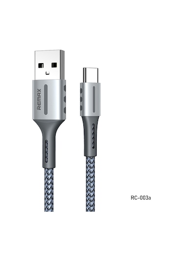 Remax Rc-003a 2.4a Tip-c / Usb-c Barrett Serisi Şarj Veri Kablosu, Uzunluk: 1m Gümüş