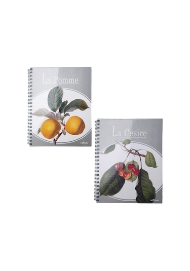 Le Color Meyveli 2+1 Kareli & Çizgili Spiralli Defter - 2 Adet