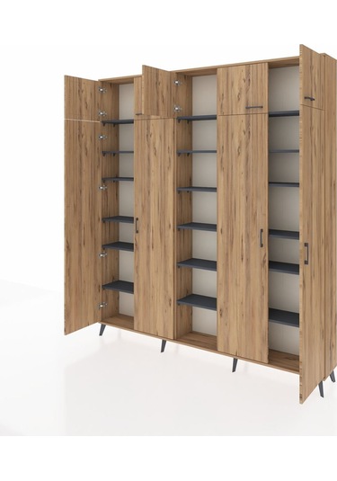 Arges Dolap 18 Raflı 9 Kapaklı 220x30x243 Çam-çam/antrasit Atlas Çam/antrasıt