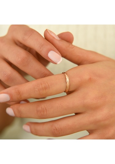 Kadın 3'Lü Örgü Rose Altın Yüzük