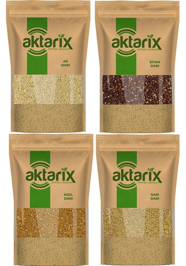 4'lü Darı Seti 100 Gr Kırmızı 100 Gr Ak Darı 100 Gr Sarı Darı 100 Gr Siyah Darı Muhabbet Kuşu Yemi