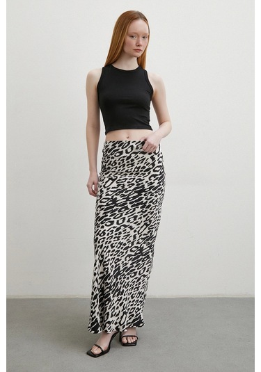 Desenli Maxi Verev Etek Ekru Ekru