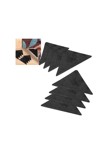 Hombey Su Geçirmez Halı Kayma Engeli, Üçgen Sabitleyici, Tekrarlı Kullanım, Silikon Malzeme, 4 Adet Ana + 4 Adet Yardımcı Sticker Diğer