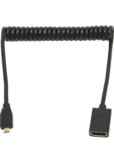 Hd Multimedya Arayüz Kablosu Mikro - Dişi 8k 60hz 48gbps Spiral Video Adaptör Kablosu Tablet Tv Kamera İçin