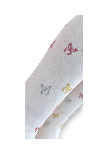 Kelebekli Simli Çocuk Külotlu Çorap - Dore St08584 Krem