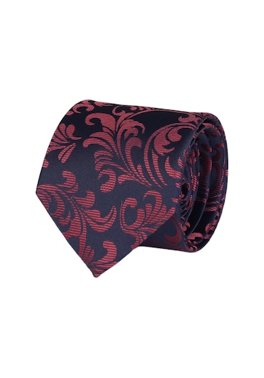Esgue Hand Made 7.5 Cm Bordo Lacivert Desenli Kravat Lacivert - Gri