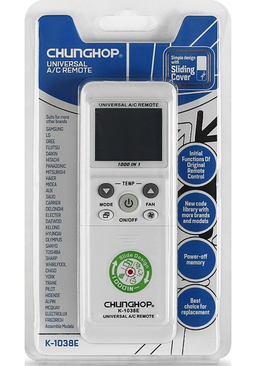 Padalink Ev Klima Kumandasý Chunghop K-1038e 1000+ Model Uyumlu Hýzlý Soðutma/ısýtma Özelliði Ýngilizce Ayarlarý Dayanýklý Malzeme Diğer