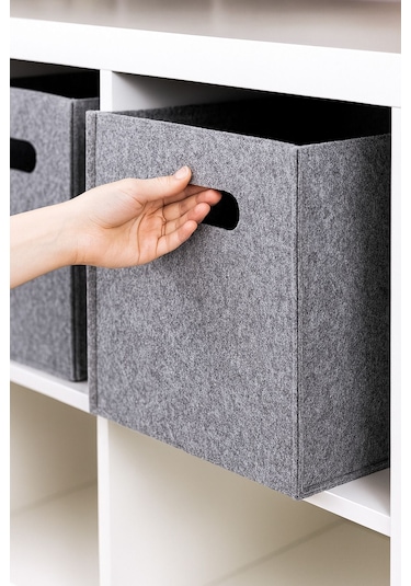 Çok Amaçlı Kullanım Keçe Organizer Dolap İçi Düzenleyici Saklama Kutusu Gri