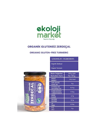 Ekoloji Market Organik Glutensiz Zerdeçal 100 G