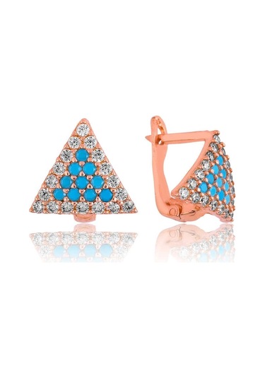 Supertrend Gümüş Mavi Üçgen Küpe Gümüş