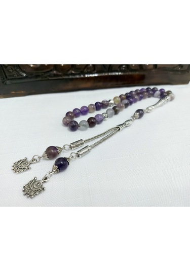 Ametist Doğaltaş Şifa Kaynağı Küre Kesim Tesbih Ölçü 8x8